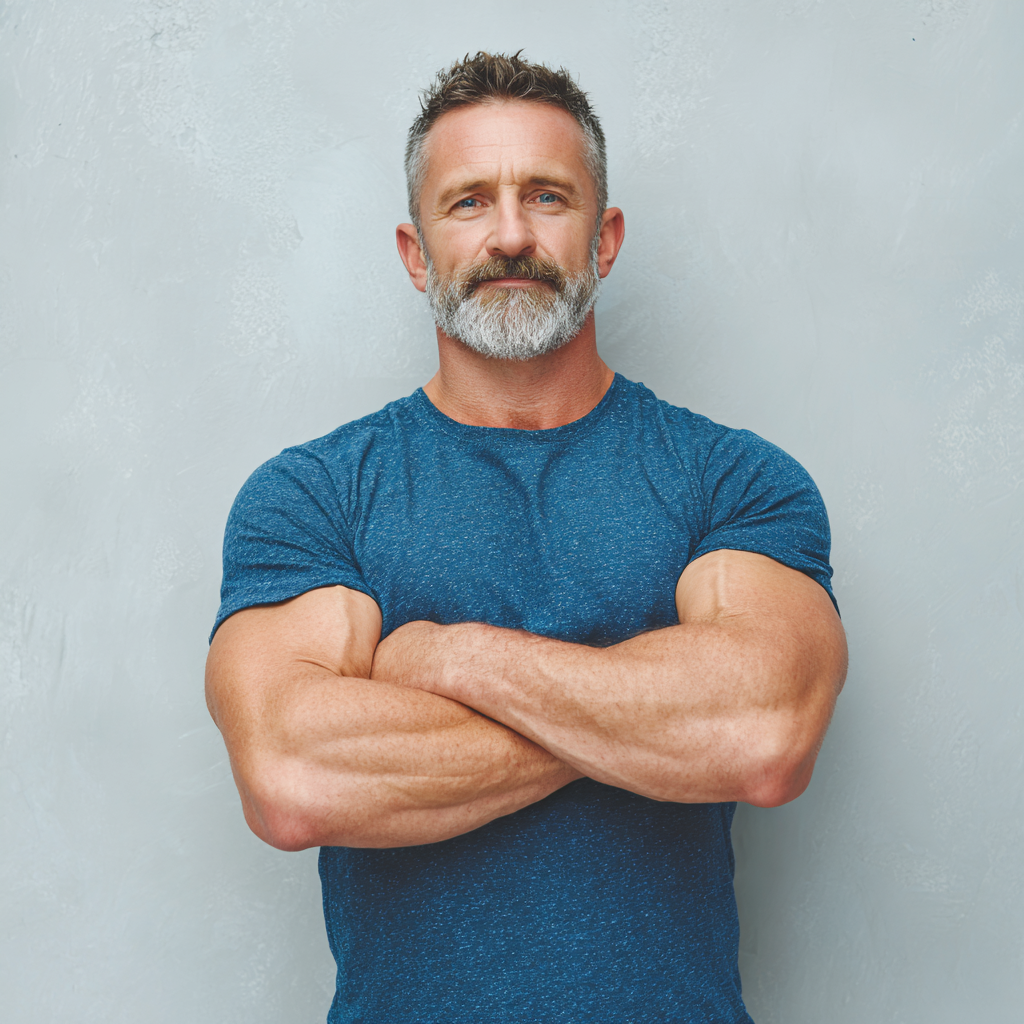 Middle-aged adults showing fitness progress and transformation results